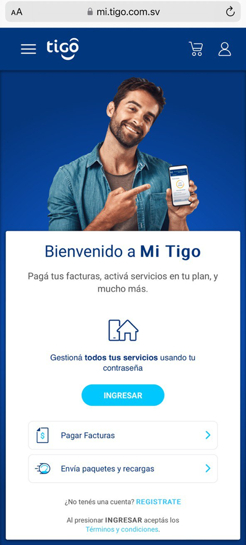 Mi Tigo Web Pago de factura compra de Paquetes y Recarga anónima